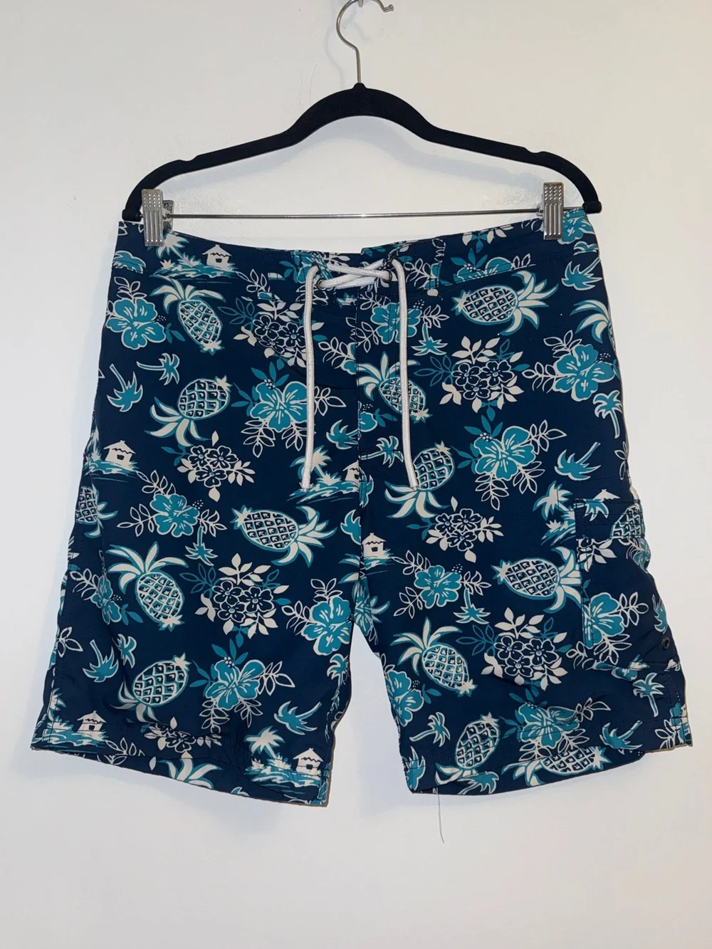 J.Crew Flex Swimwear Board Shorts 32 Pineapple Hibiscus Tropical Swim Trunks